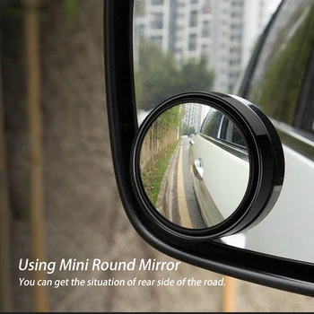 1 шт. Автомобильное мини круглое зеркало Слепая зона Вспомогательные Зеркала заднего вида с поворотом на 360 ° Широкоугольное выпуклое Зеркало для укладки автомобиля