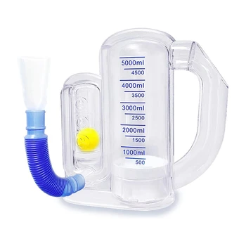 1 шт. Дыхательный тренажер для легких из прозрачного пластика для взрослых-Измерение объема 5000 мл с индикатором расхода