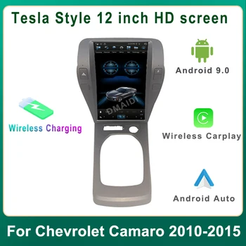 12-дюймовый экран в стиле Android 9 Tesla для Chevrolet Camaro 2010 - 2015 Автомобильный мультимедийный видеоплеер с авторадио