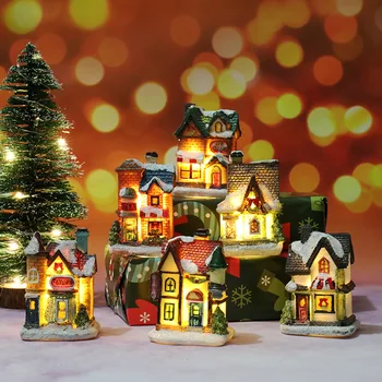 2023 Новое рождественское украшение из смолы, маленький домик, микроландшафт, Украшение для маленького дома из смолы, Рождественский подарок