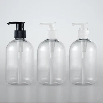 20шт 350 мл Прозрачная круглая бутылка-помпа для лосьона, прозрачные контейнеры для шампуня для косметической упаковки С дозатором жидкого мыла