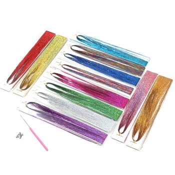 2X набор для наращивания волос с мишурными прядями, набор для наращивания волос с мишурой для женщин и девочек с инструментами (12 цветов)