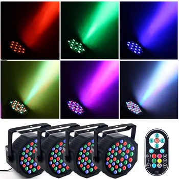 4 Комплекта светодиодных сценических Par-ламп RGB с пультом дистанционного управления DJ Disco и DMX-управлением, ультрафиолетовый черный свет с активацией звука для вечеринки, неоновая краска для тела, неоновый бар