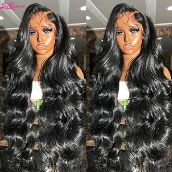 40-дюймовые Объемные волнистые парики из человеческих волос на кружеве для чернокожих женщин 13x4 HD, Прозрачный парик из человеческих волос на кружеве, бразильский 180%