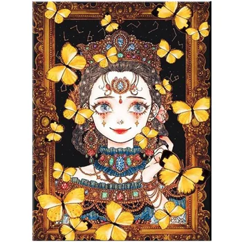5D DIY Алмазная живопись Ретро классическая женская Полная квадратная круглая дрель Вышивка крестиком Бабочка из цветов Декор EE2234