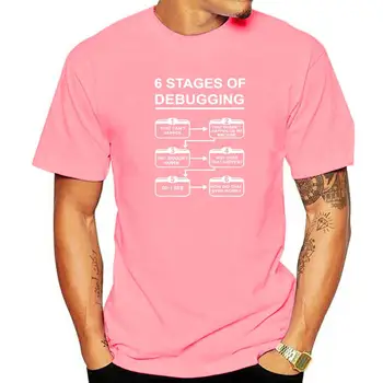 6 этапов отладки, забавные хлопковые футболки с рисунком Унисекс на День рождения, футболка инженера по программированию, информатике.
