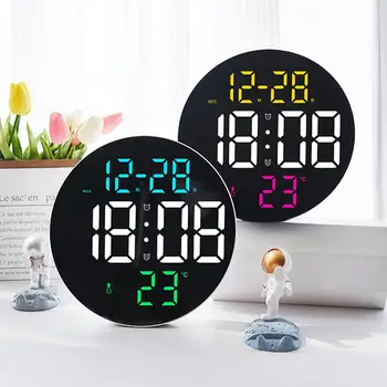 9-Дюймовый светодиодный цифровой будильник с регулируемой яркостью, настенные часы с дистанционным управлением для спальни, письменный стол, прикроватная тумбочка, прямая поставка