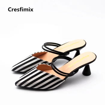 Cresfimix/ женские модные высококачественные сандалии в полоску с острым носком, sandalias de mujer, милые удобные сандалии, женские босоножки