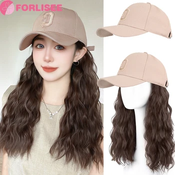 FORLISEE C-label Hat Wig Женские длинные волосы 2023, Новый модный шерстяной рулонный парик