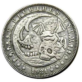 Американский бродяга 1921 Морган Доллар Череп Зомби Скелет Копия монет # 72