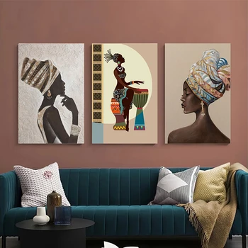 Африканская Девушка Холст Картина Этническое Искусство Плакат для Украшения Гостиной Домашний Настенный Декор Декоративные Картины Картина