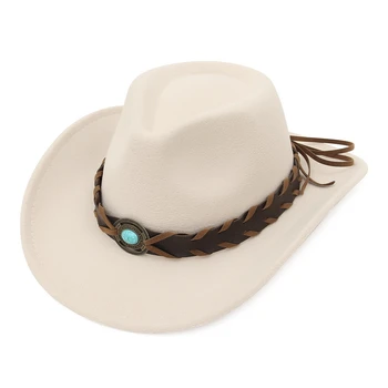 Белая фетровая шляпа Gemvie из искусственной шерсти для взрослых, джинсовая шляпа с подбородком и фетровая шляпа нового дизайна 2023 года