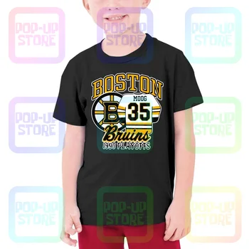 Бостон Муг 35 Брюинз 1990 Плей-Офф Подростковая футболка Детская футболка Подарок Ретро Хип-хоп Хит продаж