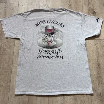 Винтажная футболка Mob Cycles Miami Motorcycle WA Biker Tee, Серая футболка большого размера с редкими длинными рукавами