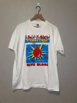 Винтажный сейф 90-х годов Simple Saves Lives Give Blood Lifeshare Футболка с графическим рисунком VTG XL с длинными рукавами