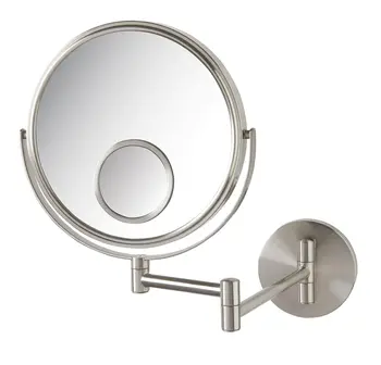 Двустороннее зеркало с поворотным креплением - Зеркало для макияжа с 5-кратным увеличением и расширением на 13,5 дюйма - Никелевое покрытие - Модель JP75010N