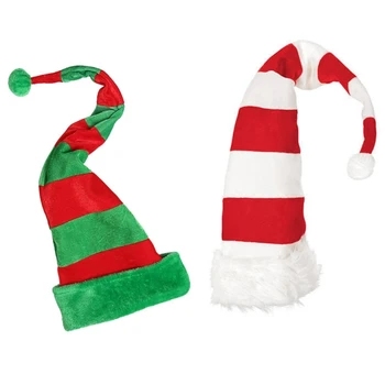 Длинная Рождественская шляпа для взрослых и детей, Шапки Санта Клауса, Новогоднее украшение для Рождественской вечеринки, Длинный хвост