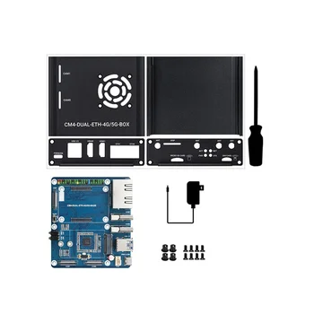 Для Raspberry Pi CM4 Плата расширения с двойным гигабитным портом Ethernet Вычислительный модуль Core Board с корпусом US Plug