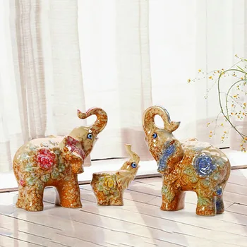 Европейский Стиль Керамические Животные Счастливая Семья Украшение Слона Мультяшные Украшения Сувениры Подарки На День Рождения Домашний Декор