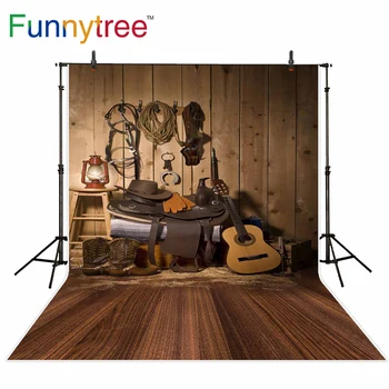 Забавные древесные фоны для фотостудии западный ковбой деревянная гитара комната винтажный фон фотографический фотосалон