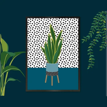 Зеленая Пятнистая Змея Ботанический Лист Настенный Художественный Декор Холст Картина Домашнее Растение Для Гостиной Плакаты на Скандинавскую Тему И Принты Картина