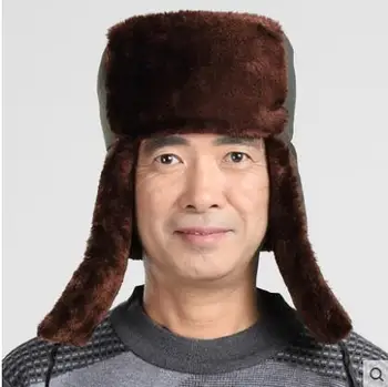 Зимняя шапка Lei Feng, теплая куртка-бомбер, теплая мужская винтажная мохнатая снаружи