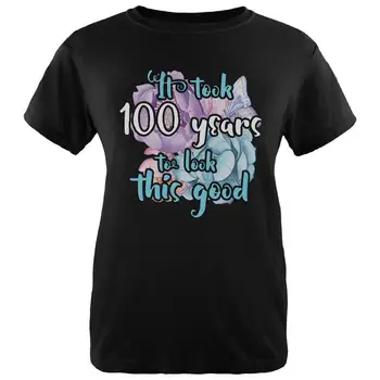 Знаменательный День Рождения, 100 Лет, чтобы выглядеть так хорошо, женская органическая футболка с длинными рукавами и цветами