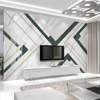 Изготовленная на заказ 3d фреска джаз белые мраморные обои легкие роскошные геометрические рельефные линии телевизор диван фон украшение стен живопись обои