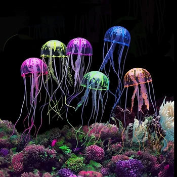 Искусственная плавающая медуза, украшение аквариума, аквариум с рыбками, подводное живое растение, светящийся орнамент, водный пейзаж