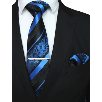 Качественный 8-сантиметровый шелковый галстук, носовой платок и набор зажимов для подарка на свадьбу, деловой офис, Карманный квадратик для галстука и зажим