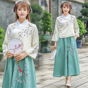 Китайское Платье Корейский Hanfu Белый Синий Мужские Женские Платья Китайский Стиль Косплей Вышивка Кимоно Традиционная Китайская Одежда