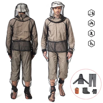 Комплект одежды для рыбалки на открытом воздухе, защищающий от насекомых, Сетчатый костюм с капюшоном, защищающий от комаров, одежда для кемпинга, пеших прогулок, одежда от укусов комаров