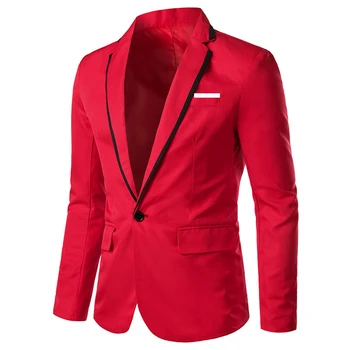 Красные пальто с длинными рукавами, модный мужской пиджак для вечеринки, званый ужин, Винтажные офисные пальто, Тонкий повседневный костюм, мягкий и удобный