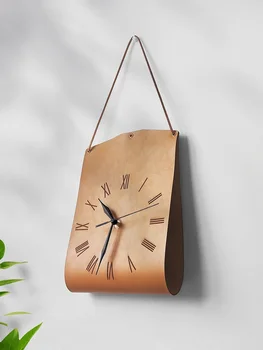 Креативные настенные часы в форме сумки, часы современного искусства, настенные часы, винтажная кожаная индивидуальность, гостиная, спальня, Бесшумные декоративные