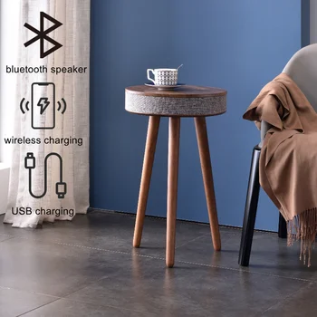 Креативный умный журнальный столик с динамиком HIFI Bluetooth, беспроводной зарядкой, приставной столик для гостиной в скандинавском стиле со стереозвуком