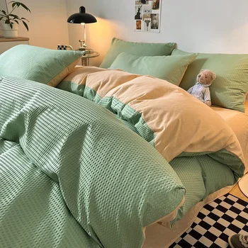 Легкая роскошная хлопчатобумажная кровать, выстиранная ветром, из четырех частей без хлопка, из чистого хлопка, высококачественная простыня sense, стеганое одеяло, простыня в обтяжку.