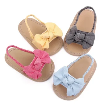 Летние Детские Сандалии с милым бантиком для девочки 0-1 лет, Обувь для малышей 0-12 месяцев