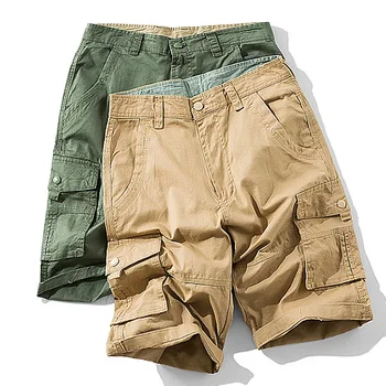 Летние мужские шорты, модные пляжные шорты в клетку, мужские повседневные камуфляжные шорты, короткие брюки в стиле милитари, мужские комбинезоны-бермуды-карго