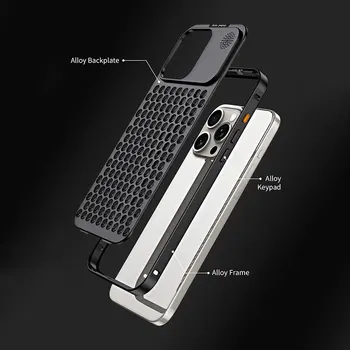 Металлический алюминиевый чехол для телефона iPhone, отвод тепла, охлаждающая крышка, iPhone 13, 12, 14, 15 Pro Max