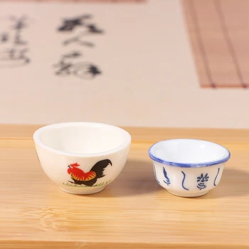Миниатюрная кухонная керамическая чаша с ручной росписью в виде петуха, имитирующая бело-голубой цвет, креативные украшения для еды и игр