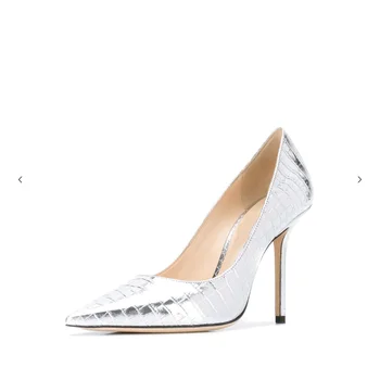 Модные женские серебряные туфли с мелким золотым покрытием на высоком каблуке 10,5 см, блестящие весенне-осенние женские туфли-лодочки большого размера 47 Sapato Feminino