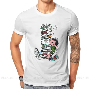 Мужская футболка с комиксами Гастона Лагаффе и книгами, мягкая повседневная футболка, Новинка, Модная Свободная