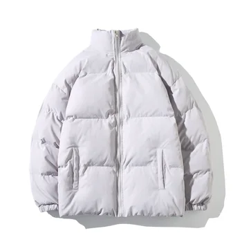 Мужское зимнее хлопчатобумажное пальто со стоячим воротником 2023 года, трендовое теплое японское простое свободное пальто для пары