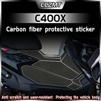 Наклейка из пленки из углеродного волокна, 3D износостойкая солнцезащитная пленка, водонепроницаемая защитная пленка для тела, противоизносная наклейка для BMW C400X c400x