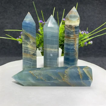 Натуральная Синяя Хрустальная башня Lux, Медитативная Целебная палочка, Украшение для дома, Рейки, Красота, Минеральные Подарочные Камни