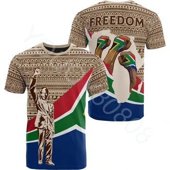 Новая летняя африканская этническая футболка с принтом Нельсона Манделы, футболка с южноафриканским флагом, повседневная спортивная футболка в уличном стиле