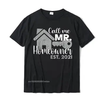 Новый Домовладелец 2021 Недвижимость Забавный Подарок Для Мужчин Футболка Топы Рубашка Приталенная Простой Стиль Хлопковая Мужская Футболка Простой Стиль