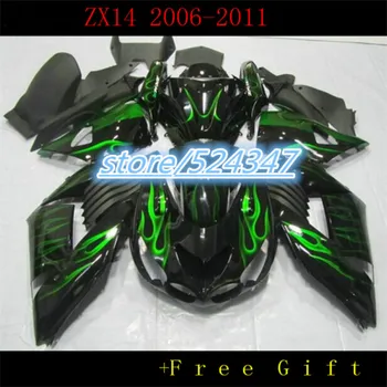 Новый комплект обтекателя мотоцикла ABS для Kawasaki ZX14R 2006-2011 кузов литьевой формы черный зеленый