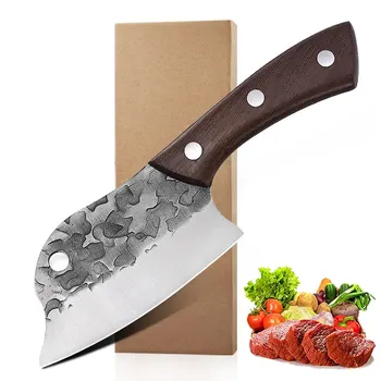 Нож для разделки мяса ручной ковки Кухонный нож с острым концом Ультра Острый нож шефповара Разделочный нож Мясницкий нож для кухни Барбекю на открытом воздухе