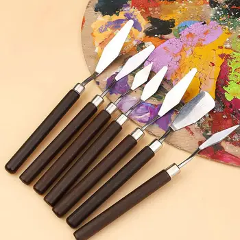 Нож для рисования маслом Набор ножей для рисования Палитрой из нержавеющей стали 7 штук Многоцелевой Шпатель для рисования маслом Принадлежности для рисования маслом